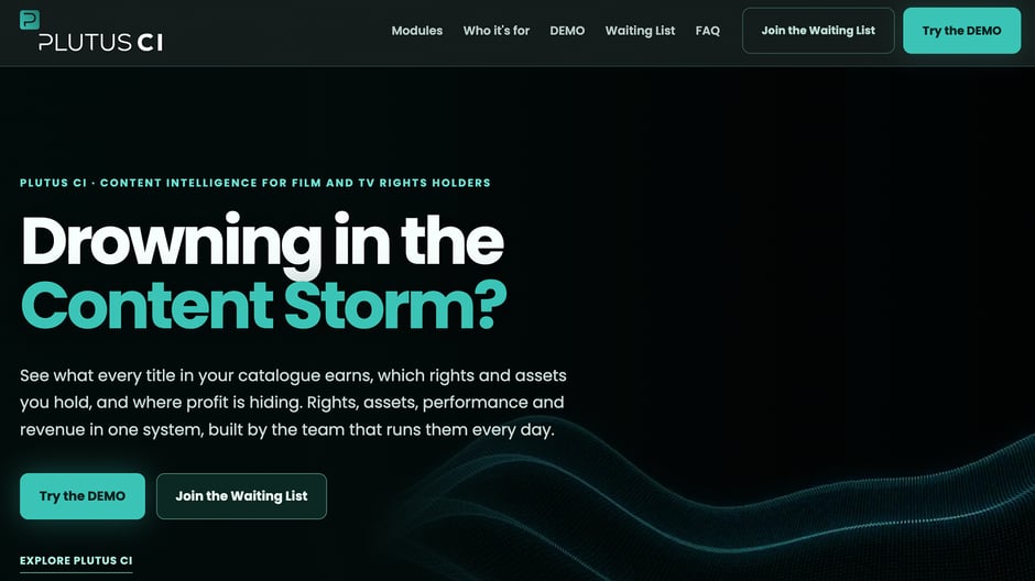 PLUTUS CI software combining rights, catalogue and performance data to maximize film library revenue